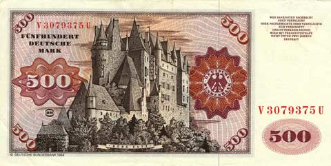 500 DM Schein Rückseite Burg Eltz