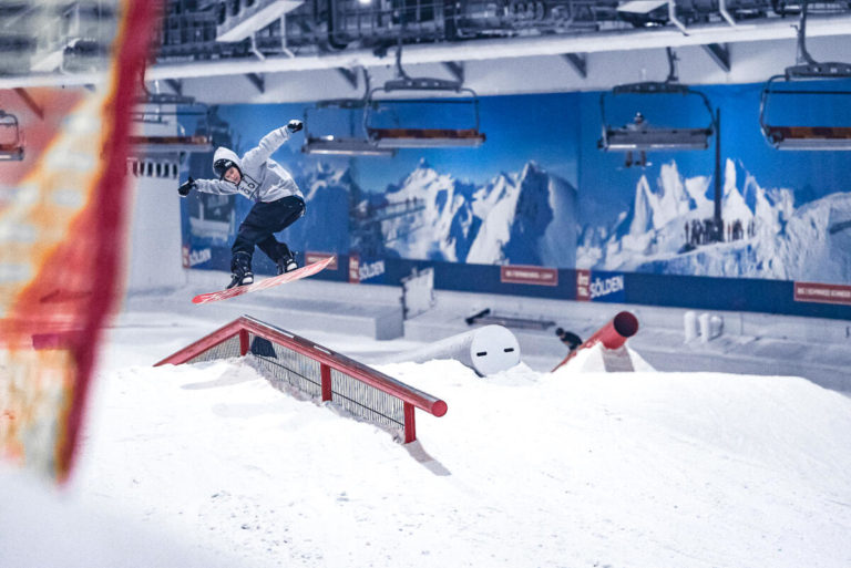 Die Skihalle „Snowdome“ in Bispingen